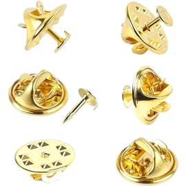 100 Pairs Butterfly Clutch Tie Tacks Pin Back Replacement with Blank Pins for Brooch, Badge, Name Tags, Toy Pins and Craft Jewelry Making (Gold)