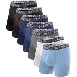 BAMBOO COOL Men's Ultra ComfortSoft Underwear, Moisture Wicking & Breathable No Ride Up Boxer Briefs with Fly, Multipack