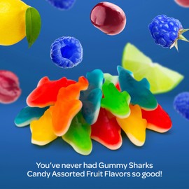 Gummy Sharks Candy - 2 Pound Bulk Pack (About 150 Count) - Assorted Fruit Flavors