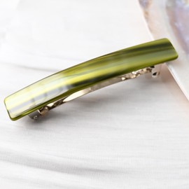 Red French Clips for Women，Set of 2 Barrettes ，Acetate Hair Accessories，for Thin Hair，strong hold (green，floral)