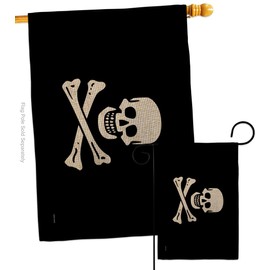 Pirate of Samuel Bellamy Garden House Flags Set Coastal Ship Skull Treasure Map Carribean Jolly Blackbeard Jack Small Decorative Gift Yard Banner Double-Sided Made In USA 28 X 40