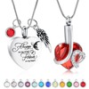 mingkejw 2 Pack Cremation Jewelry Angel Wing Heart Urn Necklace