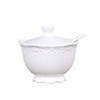 Chic Antique Sugar Pot Provence Sugar Bowl with Spoon White