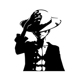 One Anime Piece Monkey D Luffy Black Vinyl Decal Sticker Art Decor for Room, Car, Laptop, Computer, Desk