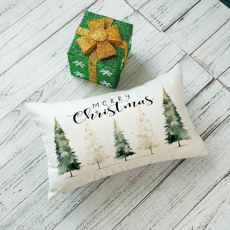 ONWAY Merry Christmas Trees Pillow Covers 12x20 Inch Xmax Tree