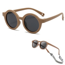 Grasslandy Baby Sunglasses with Straps, Polarised Children's Sunglasses, Baby Sunglasses, UV400 Protection, Flexible Frame, for Toddlers, Girls and Boys Aged 0-24 Months, brown