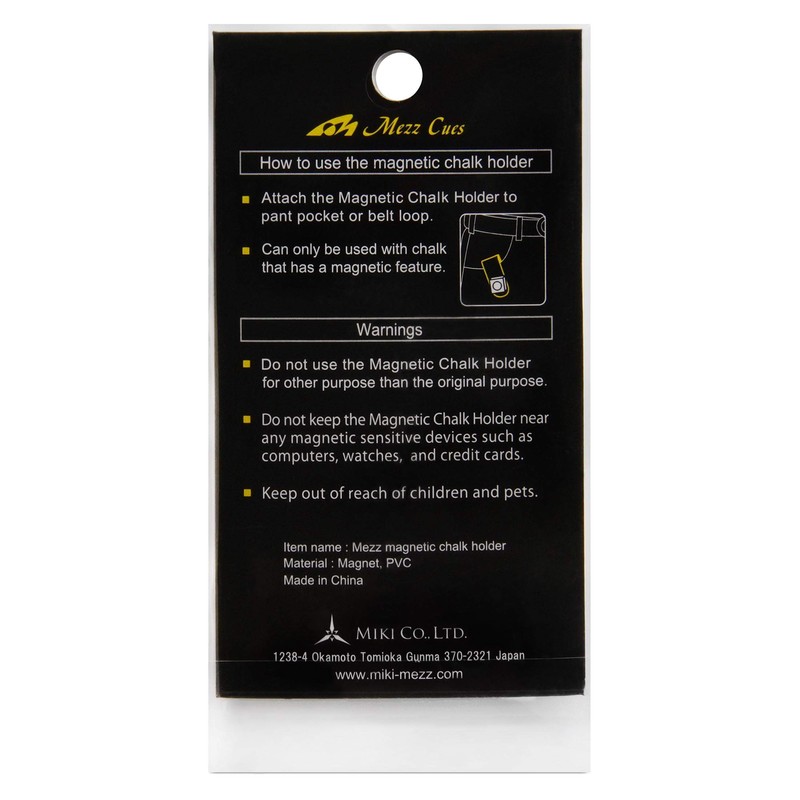 MEZZ Magnetic Pool Billiard Chalk Holder (Black w/White Logo)