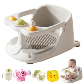 Makkss Baby Bath Seat 6 Months + Toddler Bath Seat with Toys, Water Jug & 360° Bath Seat Support | Non-Slip Baby Bathtub Seat