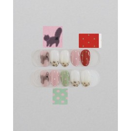 [Handmade Nail Tips] Dubug dubug... cat....- M Almond / [수제네일팁] 듀벅듀벅...고양이.... - M아몬드