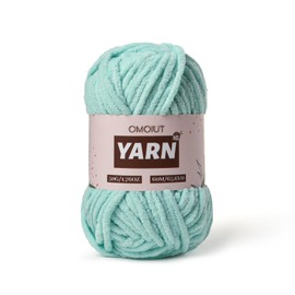 Plush Chenille Chunky Crochet Yarn - Baby Yarn for Crocheting Soft - Velvet Yarns Knitting for Blankets Crafts - Fluffy Amigurumi Yarns 50g / 65.6yd (Aqua Green)