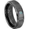 6mm Brushed Gunmetal Tungsten Carbide Wedding Band with 0.05ctw Princess