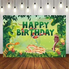 Obussgar Snake Party Decorations, Snake Birthday Party Backdrop Supplies, Snake Happy Birthday Backdrop for Birthday Party Decoration