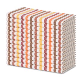 Blue Needles Striped Cloth Napkins, 100% Cotton Set of 12 Linen Fall Thanks Giving Dinner Table Napkins 18x18 Inches, Soft, Highly Absorbent, Reusable & Washable, Ideal for Everyday Use - Fall