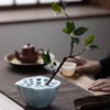 Lotus Shaped Flower Arrangement Vase Ceramic Flower Pot (Light Cyan)