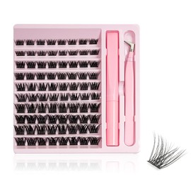 Lash Extension Set, DIY Wimpernverlängerung Kit, 120 Pcs DIY Cluster Wimpern, Wimpern Applikator Wimpernbürste für Anfänger, Wimpernverlängerung Volume Wimpernbüschel Wimpern zu Hause, 8-16 mm