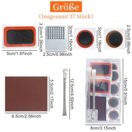 35 Pieces Bicycle Tyre Repair Kit, Bicycle Repair Kit, Bicycle Repair Kit, Bicycle Repair Kit with 25 Glueless Tube Patches, 4 Sandpaper, 2 Premium Stainless Steel Levers, with Storage Box