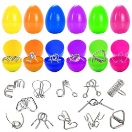 Pack of 12 Easter Eggs Filled with 3D Puzzle Toy Set, Metal Easter Eggs Toy Set, Puzzle Games, Patience Games, Metal Puzzle, Adult Children, Easter Egg Hunt, Easter Basket Filler, Gift Party