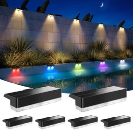 Solar Fence Lights Outdoor, Solar Pool Lights Waterproof IP68 Solares Swimming Light 9 Fixed Colors & Color Changing Deck Light for Pond Step Stair Wall Patio Yard Backyard Garden Railing Decor 6pack