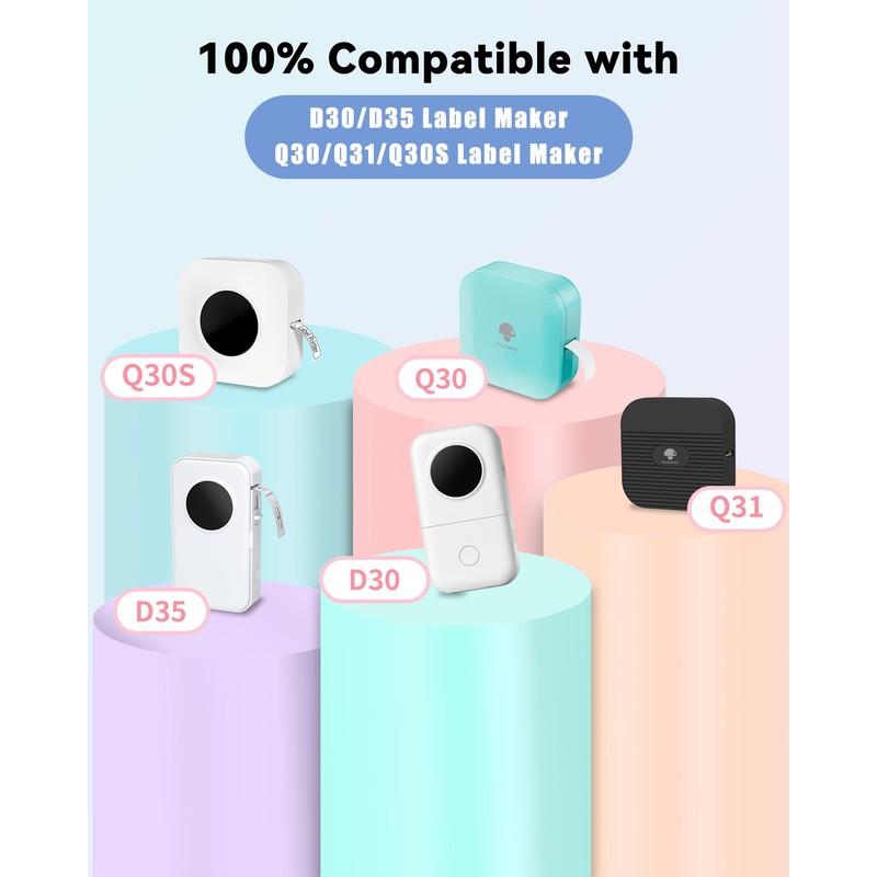 Phomemo Transparent Labels for D30/Q30S/Q31 Label Printers, Compatible with Colorwing