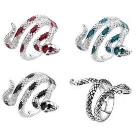 WUFGWBD 4 Pieces Of Snake-Shaped Rings, Fashionable Personality Rings, Retro Punk Rings, Adjustable Rings, Clothing Accessories