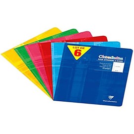 Clairefontaine 3795AMZC Lot de 6 Cahiers d'Écriture Agrafés - 17 x 22 cm - 32 Pages Grands Carreaux 4 mm Agrandis 16/16 - Paper Blanc 90 g - Couverture Carte Pelliculée - Couleurs Aléatoires