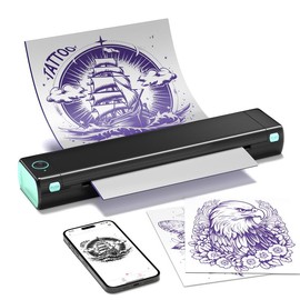 Phomemo AI Tattoo Transfer Stencil Printer-Phomemo M08F, Thermal Copier Wireless Machine with 10pcs Free Transfer Paper, Tattoo Printer Kit for Tattoo Artists & Beginners, Compatible with Smartphone & Pc, Go Out to Tattoo for Clients - Color: A4 Size（100