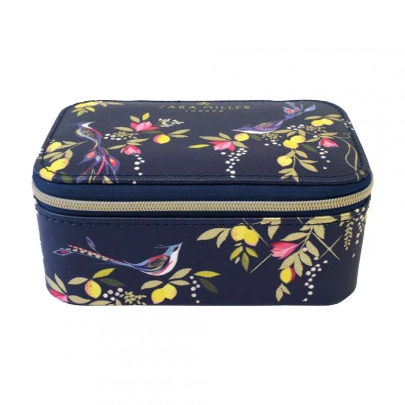 Sara Miller Navy Orchard Birds Travel Jewellery Case Box ORGANIZER