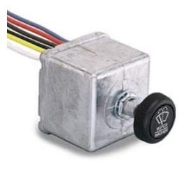 AUTOMANN Kenworth Style 4-Position Push Button Wiper Switch - Silver, Metal, Manual Operation