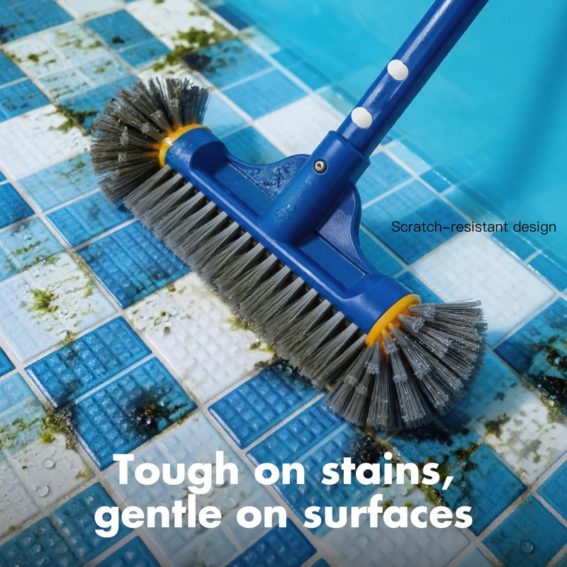 Heavy Duty Pool Brush Head, Premium Nylon Bristles Non-Abrasive Cleaning,