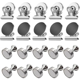 ZEPIQOR Magnetic Clips, Pack of 20 Silver Fridge Magnets, Strong Magnets for Magnetic Board, Scratch-Free Magnetic Clips, Strong Magnetic Clips for Photos, Stickers, Bags, Fridge