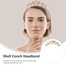 minkissy Seashell Crown Headband Pearl Conch Hair Hoop Mermaid Crown Gold Tiara Seashell Hair Accessories for Women Girls Wedding Beach Party