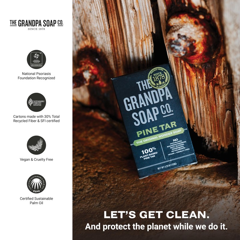 The Grandpa Soap Company Pine Tar Bar Soap for Men-