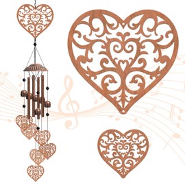 OLYCRAFT 1 Set Heart Wind Chimes for Outdoor Use Mourning Memorial Wind Chime Iron Wind Chime Memorial Gifts Hanging Wind Bell for Patio Backyard Home Garden Pendant Decoration - 76 cm