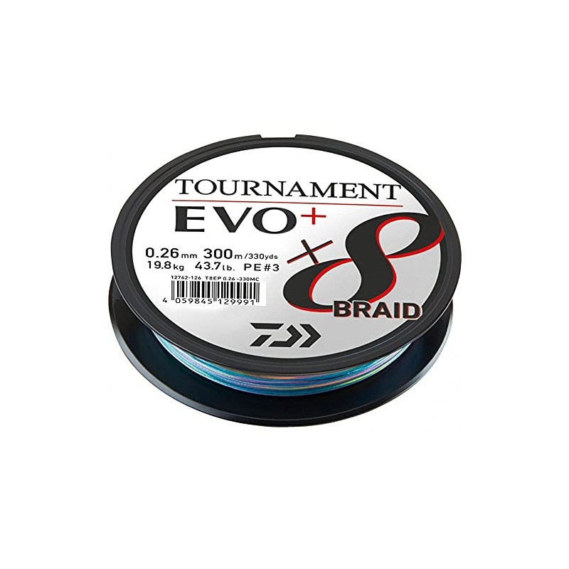 Daiwa Tournament x8 Braid EVO+ 0.20 mm, 18.0 kg/39.7 lbs,