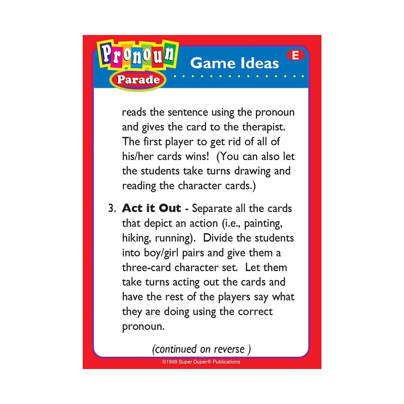 Pronoun Parade Fun Deck Cards - Super Duper Educational Learning