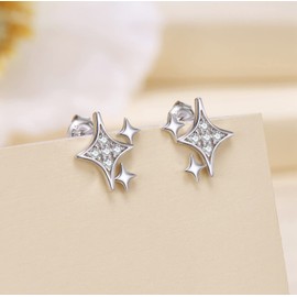 North Star Starburst Stud Earrings 925 Sterling Silver Dainty Hypoallergenic Post Stud Earrings Jewely Gifts for Women Girls