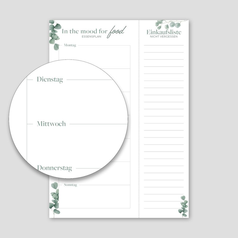 Primus Print Menu Planner with Shopping List - Food Planner