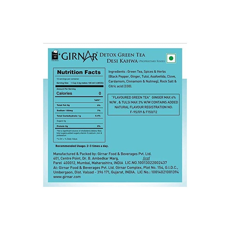 Girnar Detox Green Tea - Desi Kahwa (36 Tea Bags)