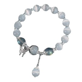 ZAMXHUG High Quality Gemstone Bracelet, 925 Silver Bracelet for Women, Butterfly Bracelet with Natural Stone Beads Crystal, Adjustable Bracelet Girls Rock Crystal Bracelet Gifts, Metal