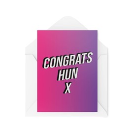 Tongue in Peach Congratulations Cards, New Job Card, Congrats Hun, Graduation New Job New Baby New Job Bestie Best Friend for Her for Him, CBH476, White, 21 x 15 x 0.2 cm