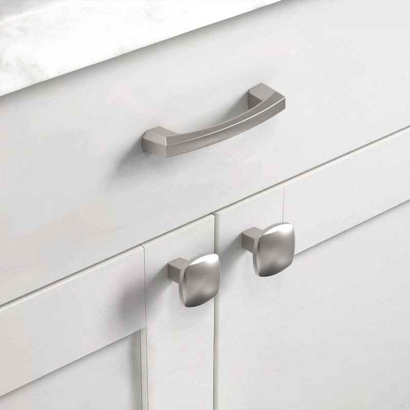 Asidrama 10 Pack Brushed Satin Nickel Kitchen Cabinet Knobs Square