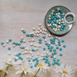 EIFOCWCY Star Beads for Bracelets Children Blue White Pentagram Beads, Synthetic Turquoise Beads Star for Necklace Bracelet Earrings Pendant DIY, Cute Star Beads Bracelets Beads Girl (Pack of 200)