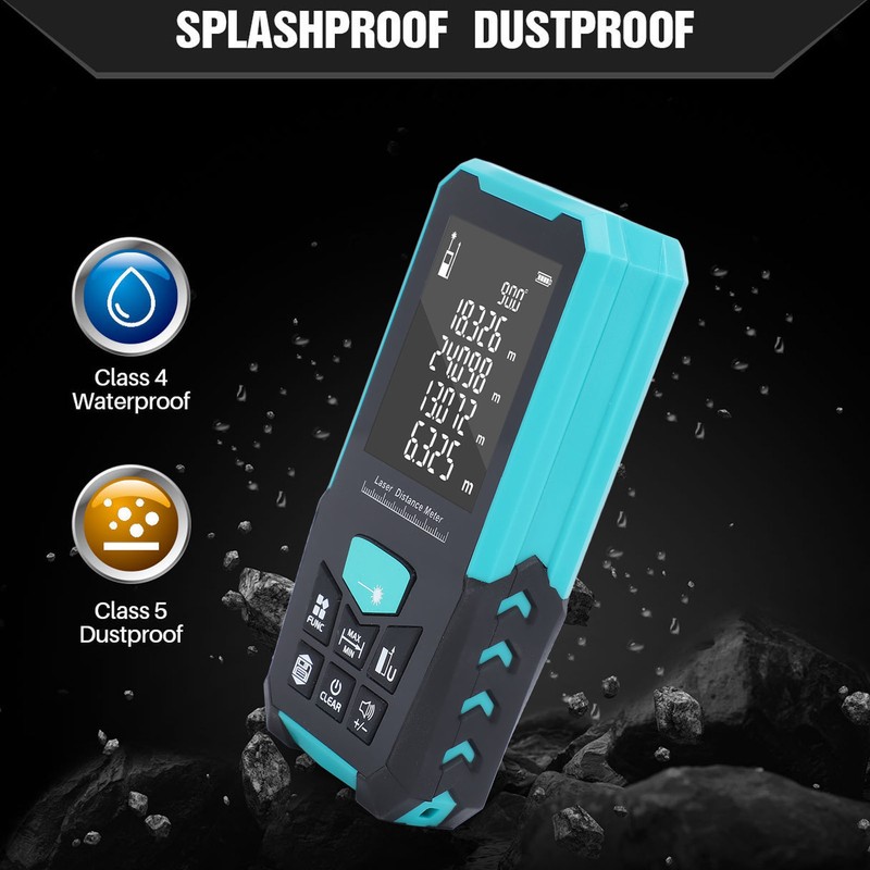Laser Measure 0.05‑100m 2.4 Inch LCD Backlit Screen IP54 Waterproof