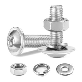 10Pcs M8 x 25 mm Bolt Flanged Button Head Socket Cap Bolt Screws, Nuts and Bolts 304 Stainless Steel, Allen Screws, Flat & Lock Washers, Nuts and Bolts Assortment Kit by Wavanta