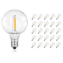 CHYParty G40 Replacement Bulbs, G40 Led Replacement Light Bulbs, Clear LED Globe Bulb, E12 Candelabra Base, Warm White G40 Bulbs for Outdoor String Lights, Patio Décor