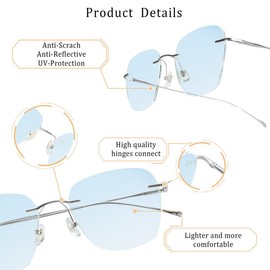 LifeArt Pure Titanium Frame Glasses/Blue Light Blocking Reading Glasses, Reduce Eyestrain, Stylish for Men and Women(Silver,+4.00 Magnification)