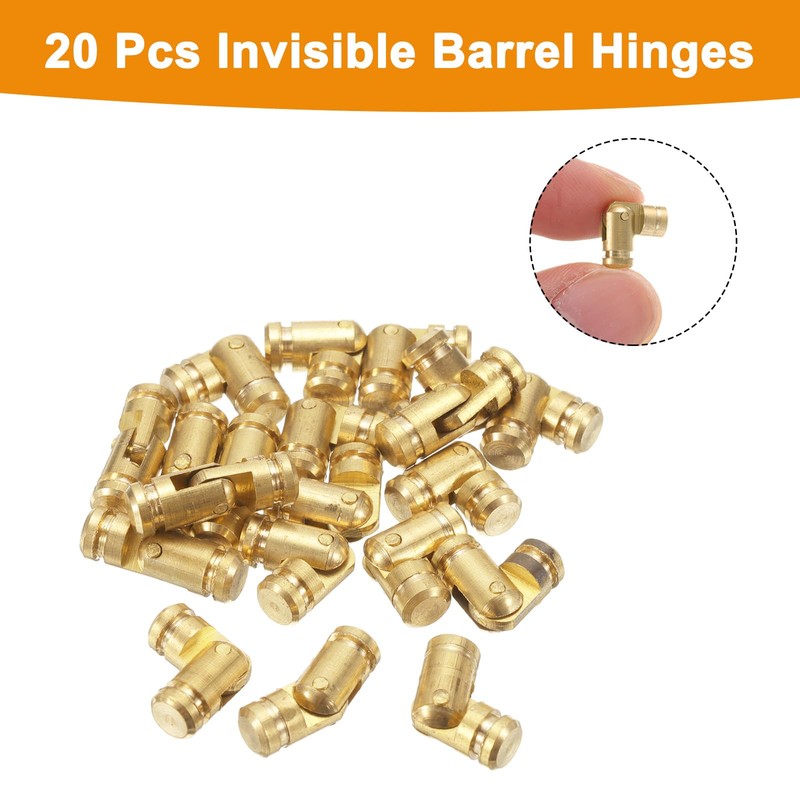 sourcing map 20Pcs Invisible Barrel Hinges, 5x15mm Brass Concealed Hinge,