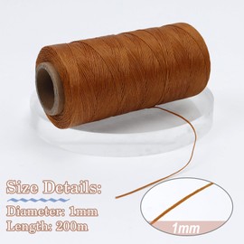 Uiopa Wax Thread, 1 mm x 200 m Flat Waxed Leather Yarn, Leather Sewing Thread, Saddle Yarn, Waxed for Leather Projects, Repair, Bookbinding, DIY Crafts