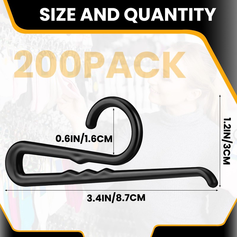 DoubleFill 200 Pcs Plastic Sock Hangers, Long Non Slip Sock