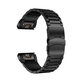 LDFAS Fenix 6X/5X Plus Band, Sport Quick Release Easy Fit 26mm Stainless Steel Metal Bands with Safety Buckle Compatible for Garmin Fenix 6X/6X Pro5X/5X Plus/3/3HR Smartwatch